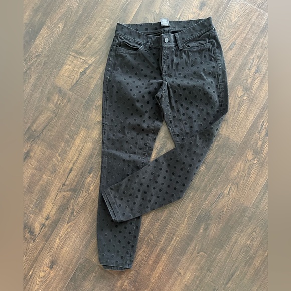 ANN TAYLOR Modern Fit Black Denim Ankle Jeans Polka Dots Classic Stretch Size 10 - Picture 4 of 11
